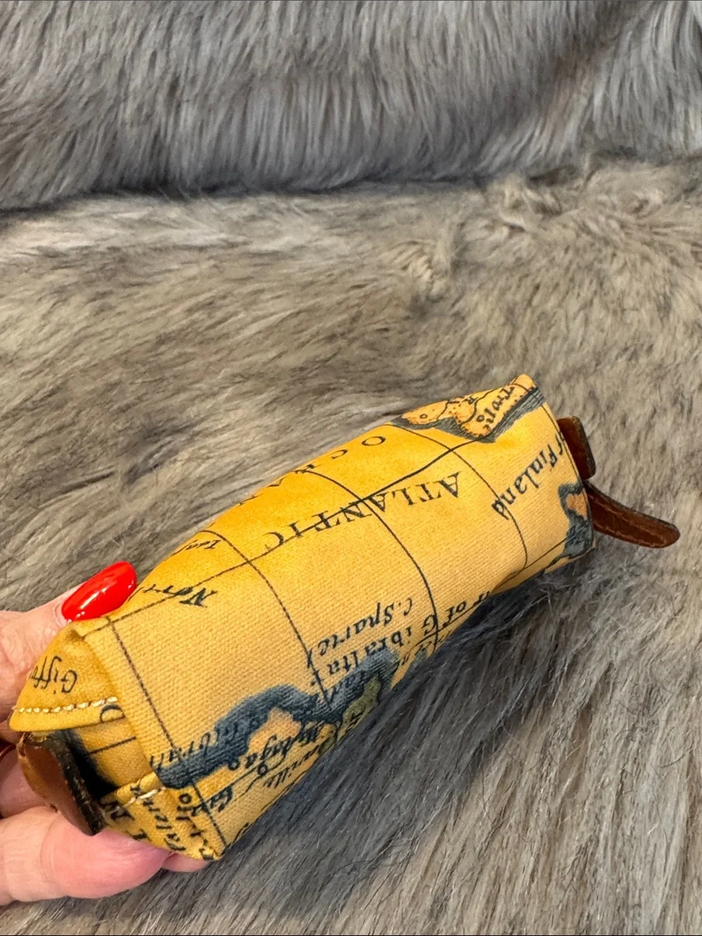 Patricia Nash Map-Print Yellow Coin Pouch